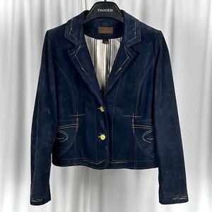 Vintage 2000's Danier Leather Suede Navy Blue Western Blazer • Buttons - Medium
